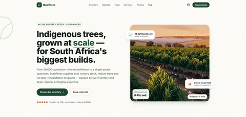 BushTrees — Indigenous Tree Nursery & Land Development website designed by MTJ Digital