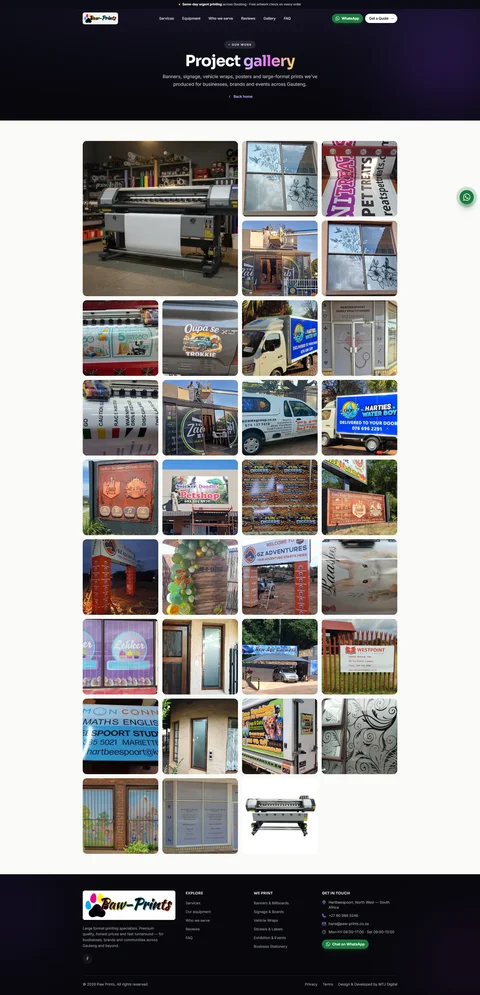 Paw Prints gallery page
