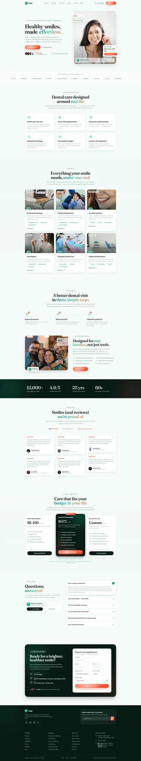Cusp Dental Studio homepage