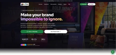 Paw Prints — Large-Format Printing website designed by MTJ Digital