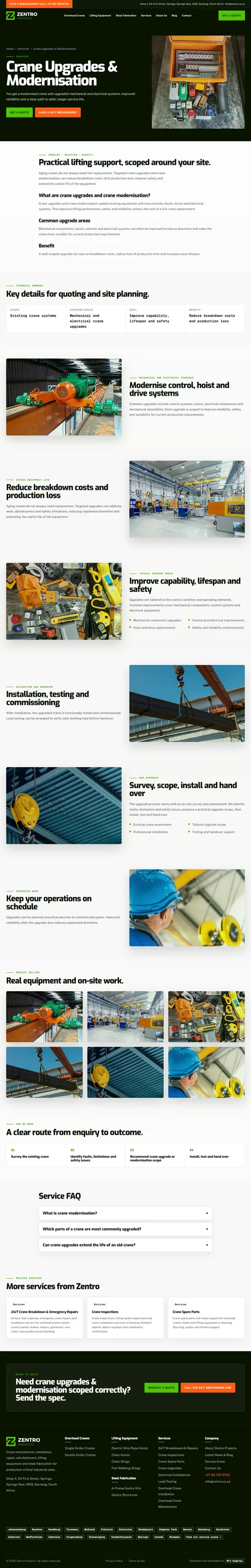 Zentro crane upgrades service detail