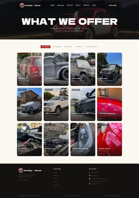 Detailing On Wheels service index