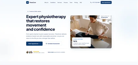 TheraCore — Premium Physiotherapy & Rehabilitation website designed by MTJ Digital