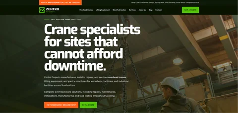 Zentro Projects — Overhead Crane Services website